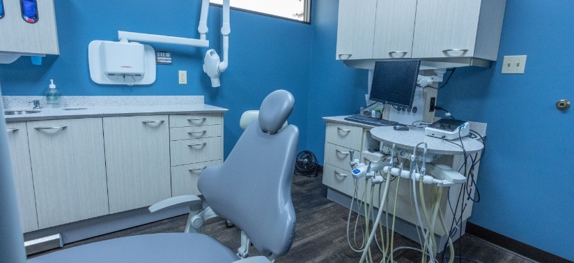 Reception desk in dental office waiting room