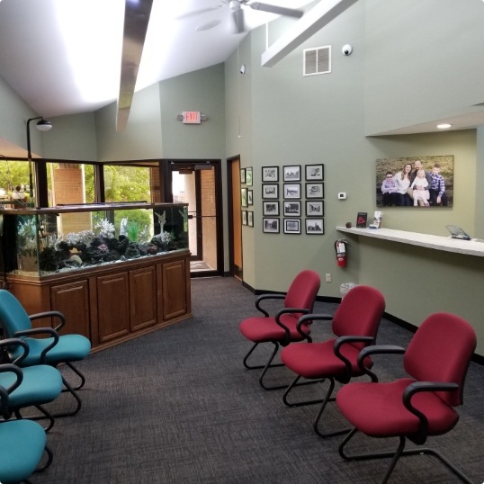 Our comfortable and modern dental office waiting room