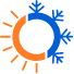 Animated sun and snowflake representing heat and cold sensitivity