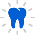Animated tooth surrounded by emphasis lines representing knocked out tooth