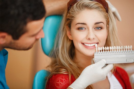 A woman getting cosmetic dentistry near Somerset