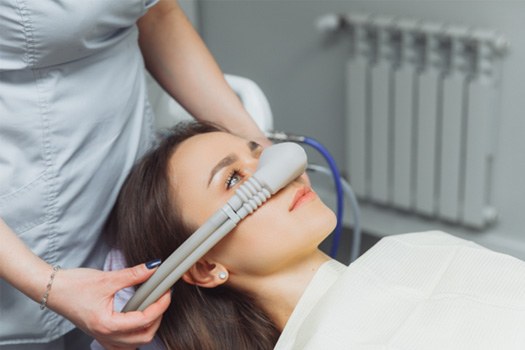 A woman getting nitrous oxide near Somerset.