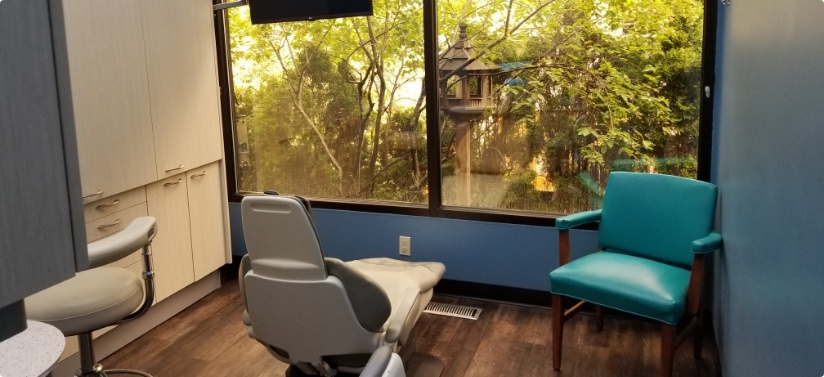 Dental exam room with a beautiful view